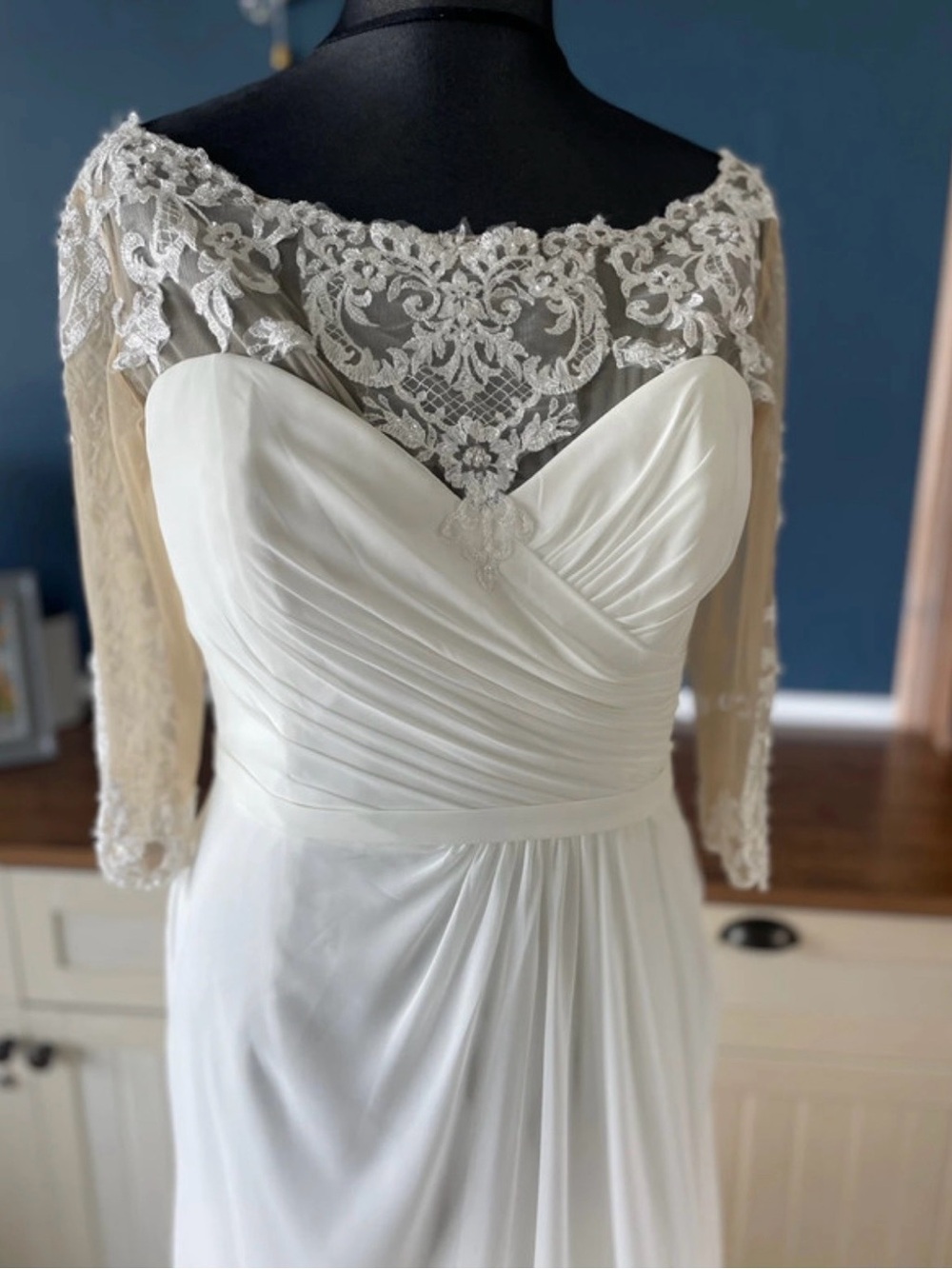 NWT Drape Chiffon with Illusion Neckline and Sleeves